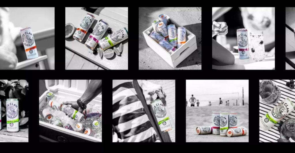 White Claw Hard Seltzer lifestyle campaign imagery showcasing cans in real social and outdoor moments by Agency Squid