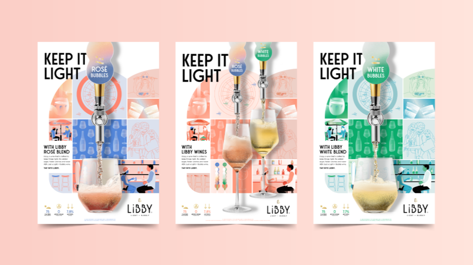 Libby Keep It Light non-alcoholic wine tap handles and point-of-sale designs